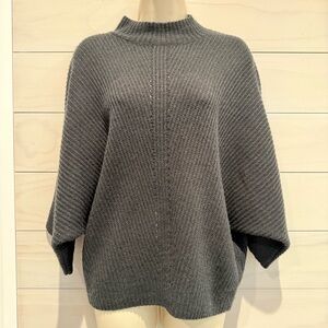 R Label Wool Cashmere Ribbed Mock Neck Sweater XS Dark Forest Green